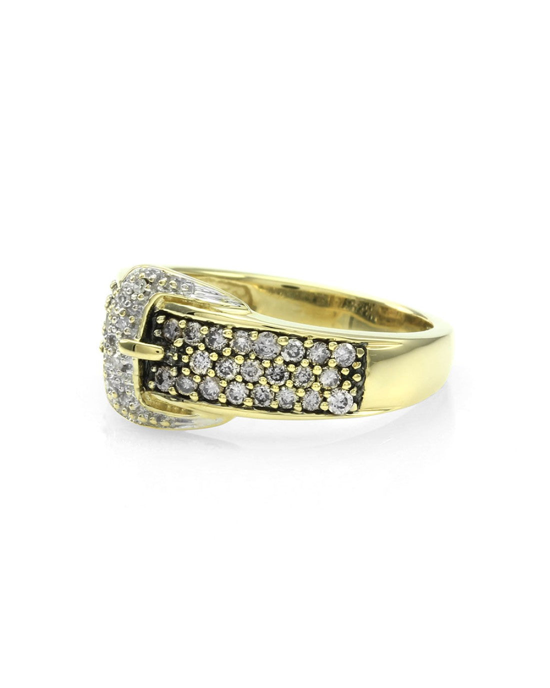 Cognac and White Diamond Buckle Ring