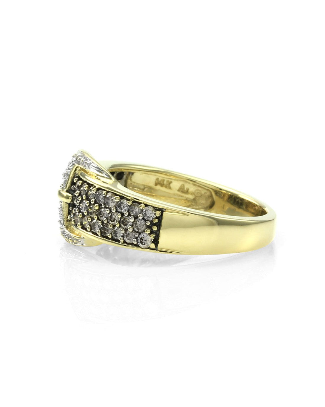 Cognac and White Diamond Buckle Ring
