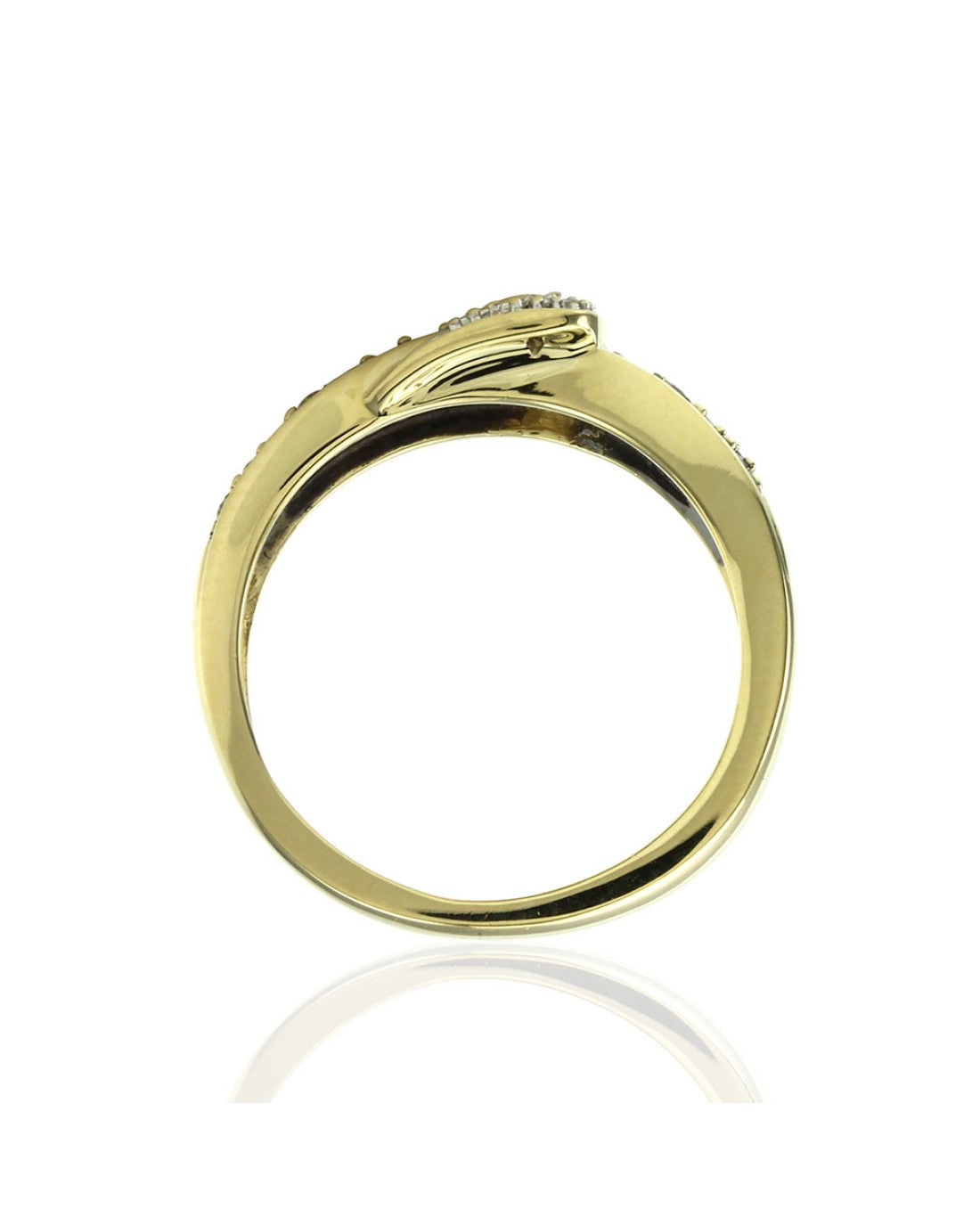 Cognac and White Diamond Buckle Ring