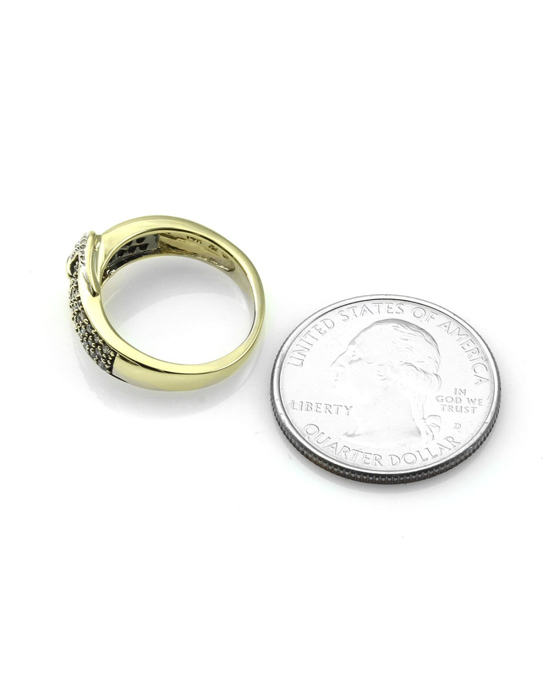 Cognac and White Diamond Buckle Ring