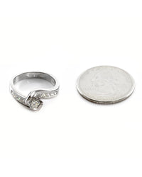 Round and Princess Cut Diamond Bypass Ring