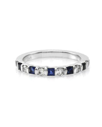 Alternating Diamond and Sapphire Band