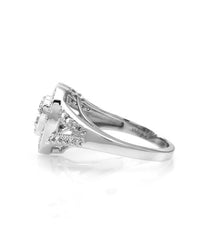 Pave Diamond Halo Heart Ring in Gold