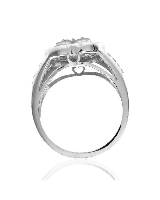 Pave Diamond Halo Heart Ring in Gold