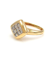 14KY Diamond Shape Round Diamond Pave Ring