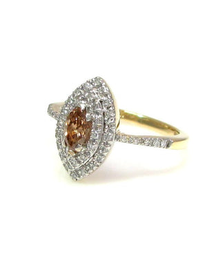 Brown and White Diamond Ring in Gold