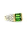 Green Tourmaline and Pave Diamond Ring in Yellow Gold