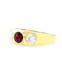 Gentleman's Burmese Ruby and Diamond Ring in Gold