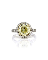GIA Certified F.I.YELLOW Round Brilliant Cut Diamond Solitaire Ring in PLAT
