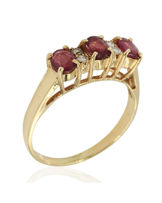 Alternating Ruby and Diamond Ring in Yellow Gold
