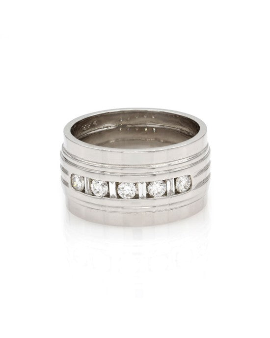 Diamond Cigar Band Ring in Gold