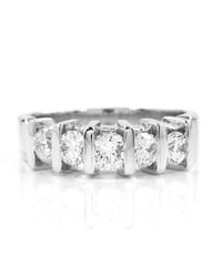 5 Stone Bar Set Round Diamond Band