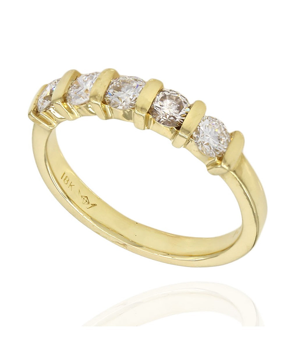 Single Row Bar Set Diamond Ring in Gold