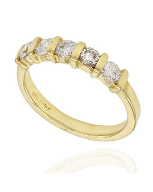 Single Row Bar Set Diamond Ring in Gold