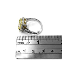 Yellow Diamond Solitaire Halo Ring in Platinum and Gold