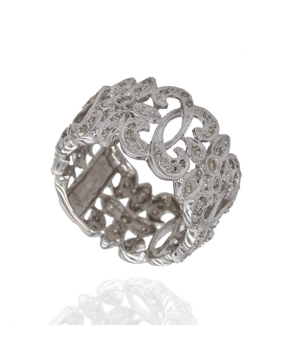 Scroll and Cross Motif Diamond Ring in Gold