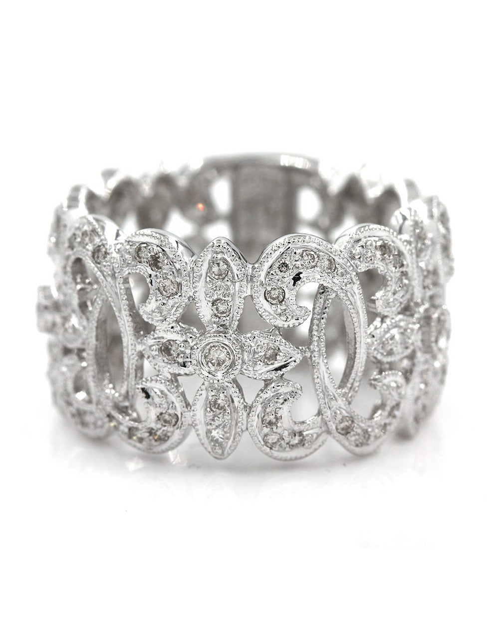 Scroll and Cross Motif Diamond Ring in Gold