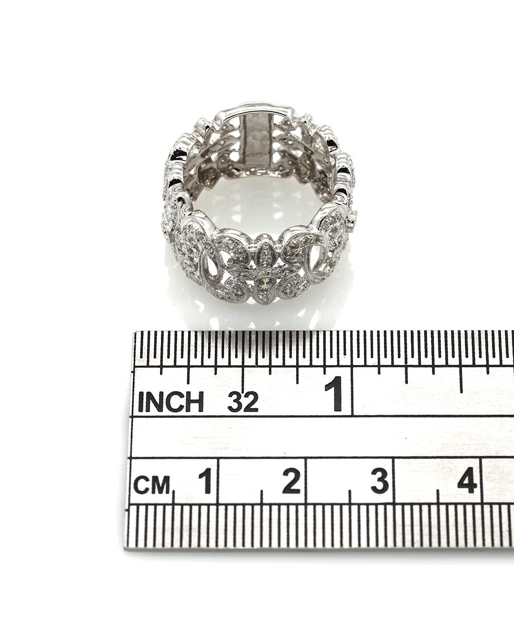 Scroll and Cross Motif Diamond Ring in Gold