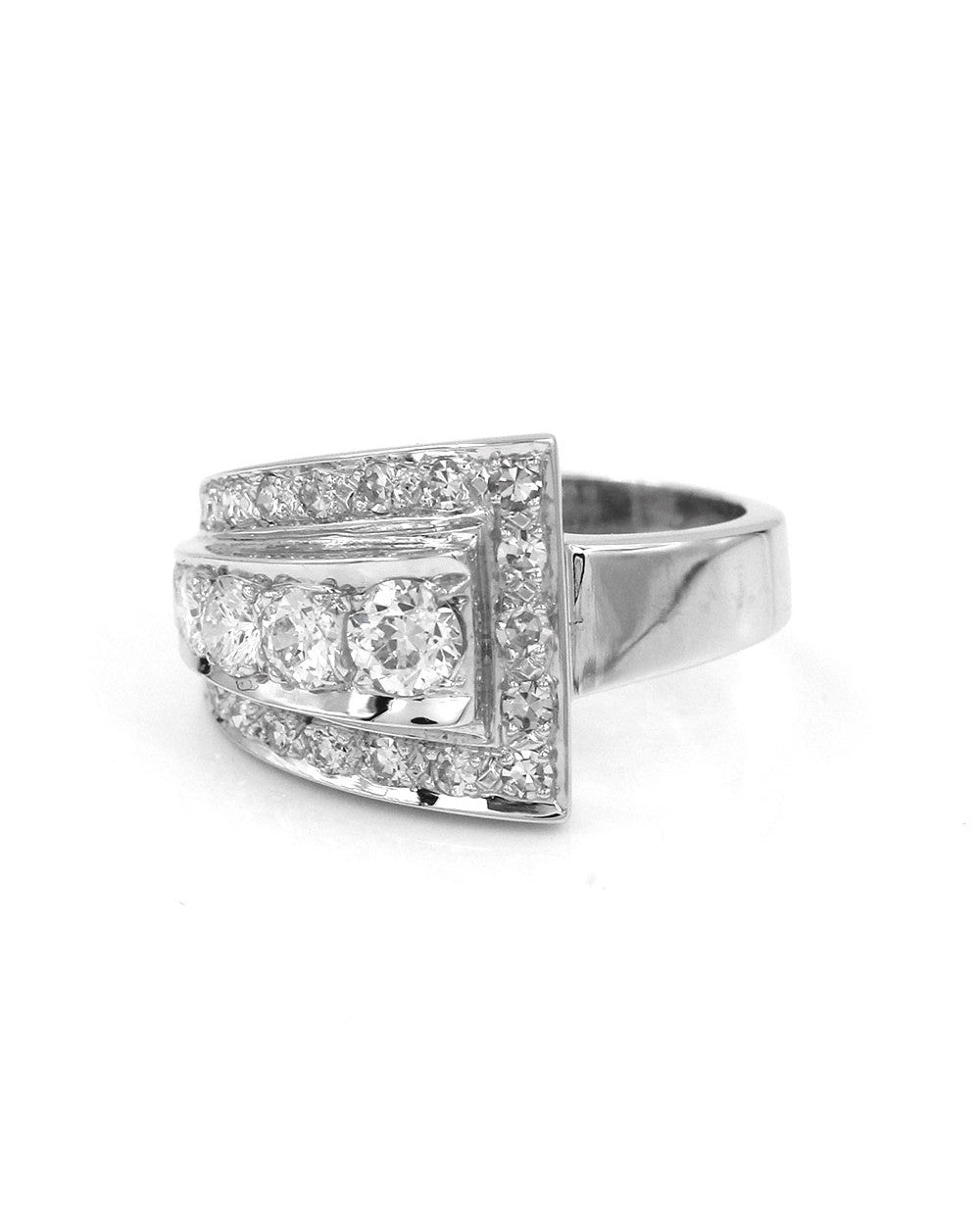 Diamond Buckle Style Ring in Gold