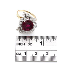Rubellite Tourmaline and Diamond Ring in Gold