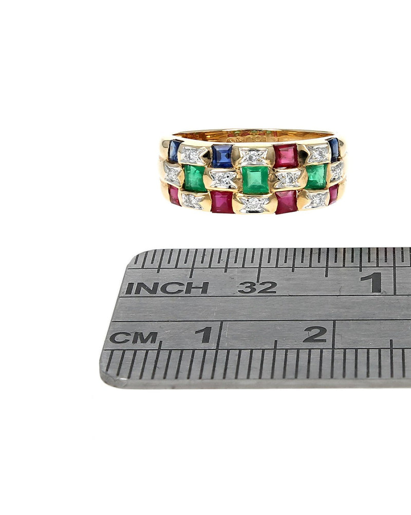 Levian Ruby, Emerald, Sapphire, Diamond Ring
