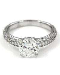 18KW GIA Certified Round Diamond Pave Solitaire Ring in 18KW