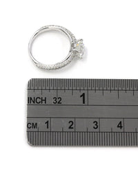 18KW GIA Certified Round Diamond Pave Solitaire Ring in 18KW