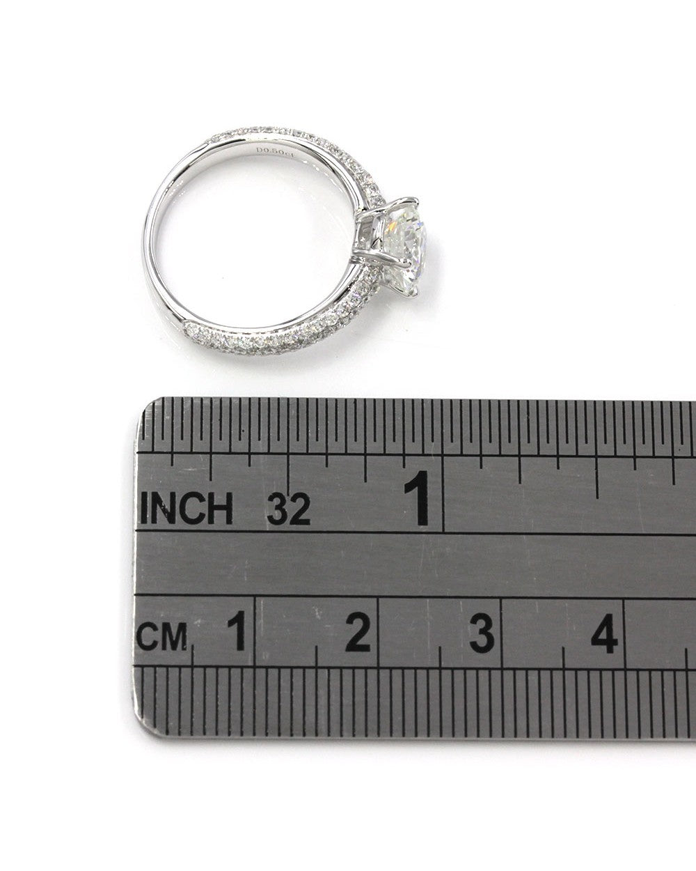 18KW GIA Certified Round Diamond Pave Solitaire Ring in 18KW