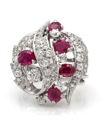14KW Ruby and Diamond Cluster Ring