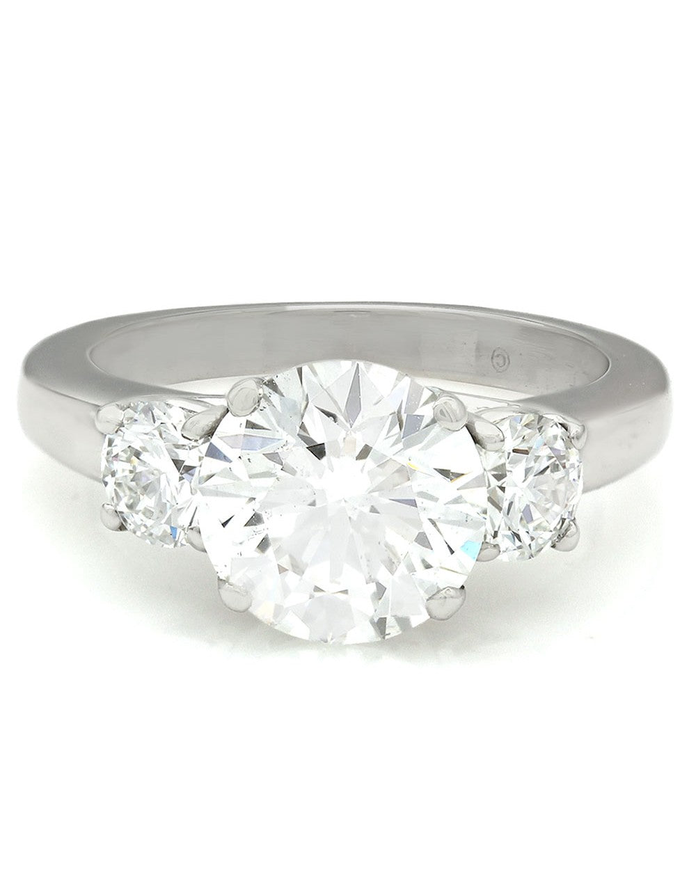 GIA Certified Round Brilliant Cut Diamond Three Stone Ring in Platinum