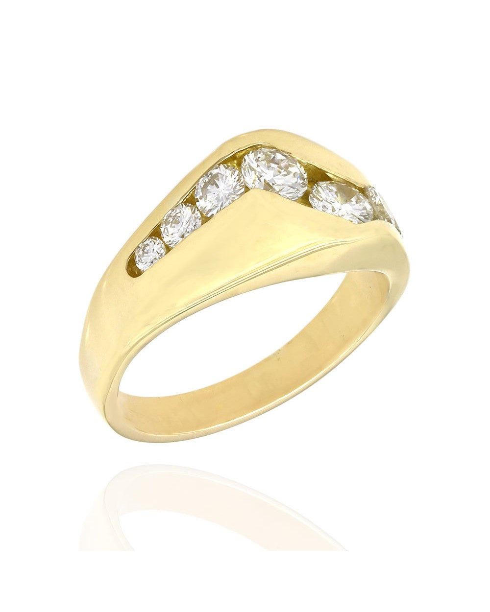 Channel Set Diamond Wave Ring in Gold