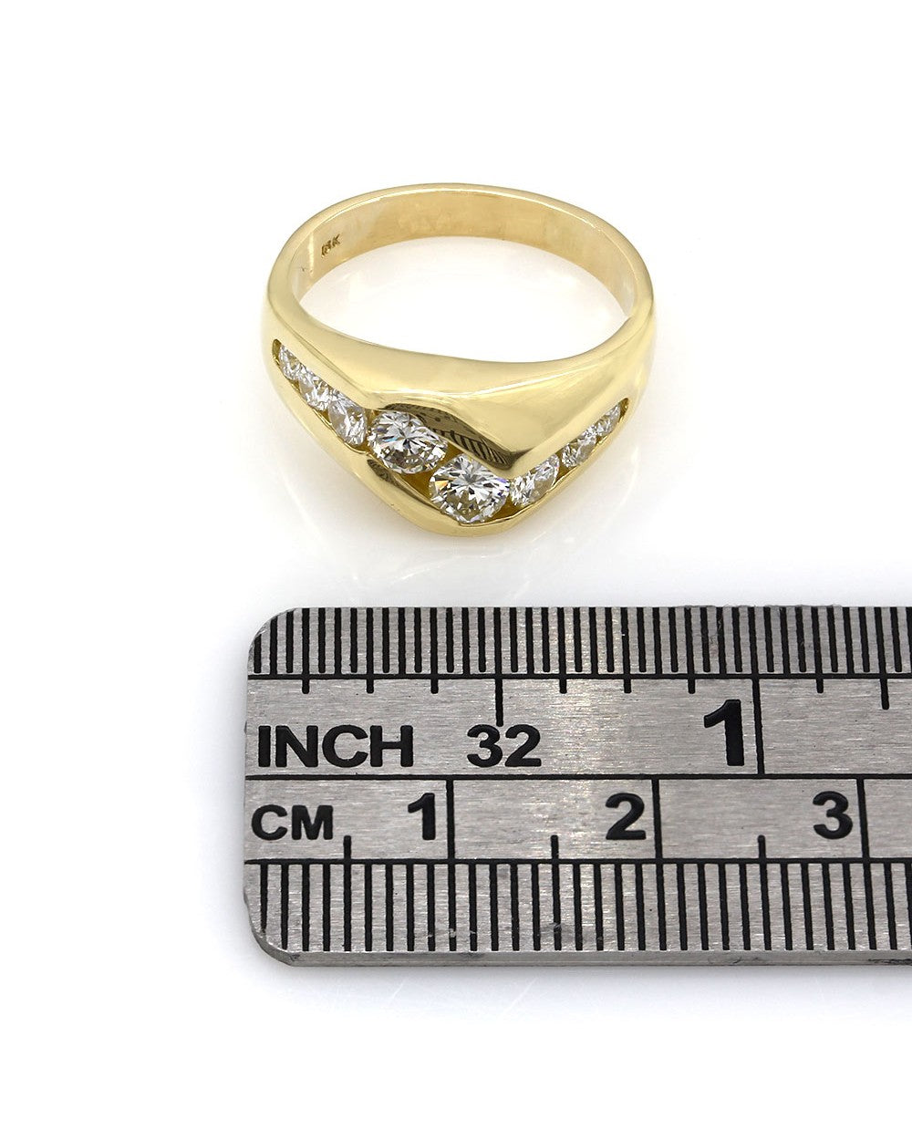 Channel Set Diamond Wave Ring in Gold