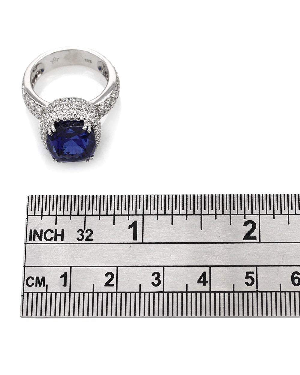 Tanzanite and Diamond Pave Ring in Gold