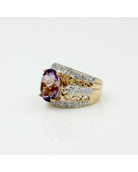 Amethyst and Diamond Ring in Gold