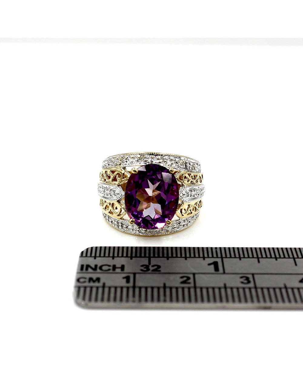 Amethyst and Diamond Ring in Gold