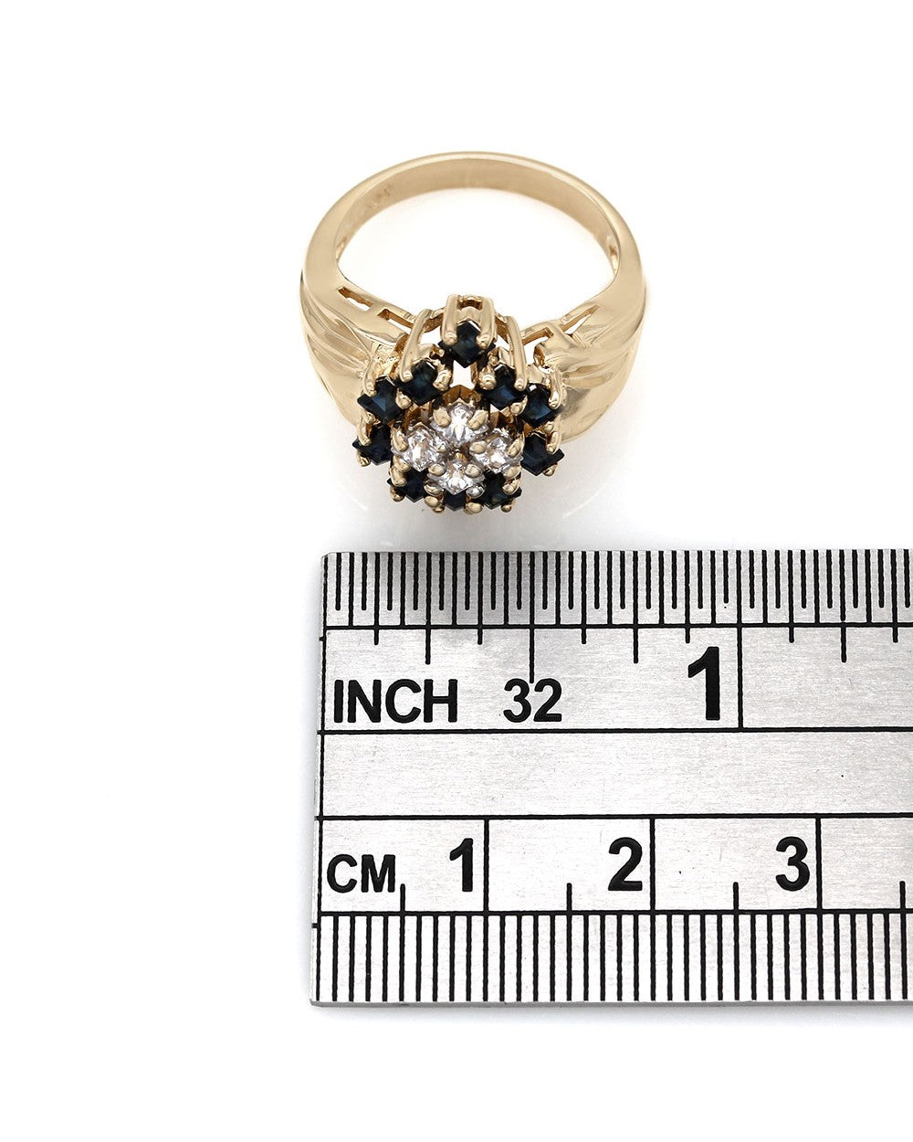 Blue and White Sapphire Ring in Gold