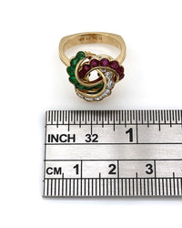 Ruby, Emerald and Diamond Ring in Gold
