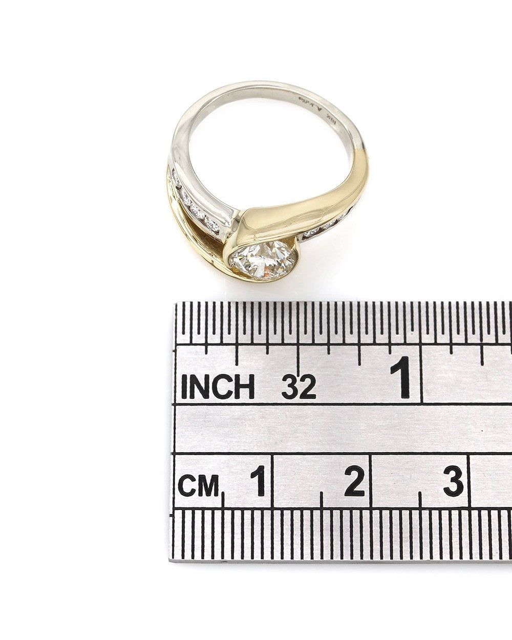 Channel Set Diamond Bypass Ring in Gold