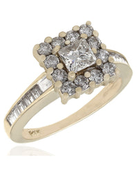 Square Top Diamond Ring in Gold