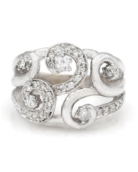 Diamond Open Cut Swirl Ring in White Gold