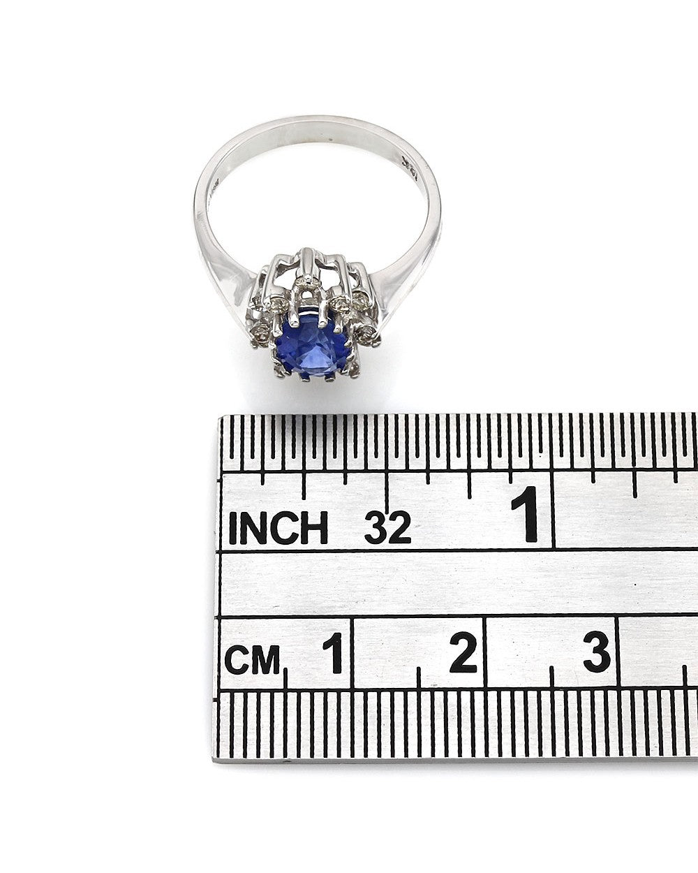 LeVian 18KW Sapphire and Diamond Ring