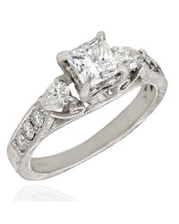 Platinum Multi-shape Diamond Ring with Princess Center Diamond