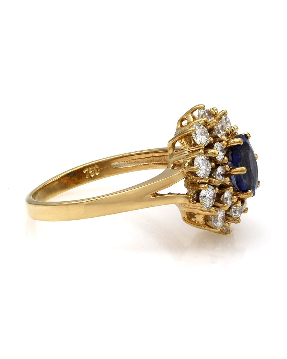 Sapphire and Diamond Double Halo Ring
