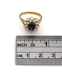 Sapphire and Diamond Double Halo Ring