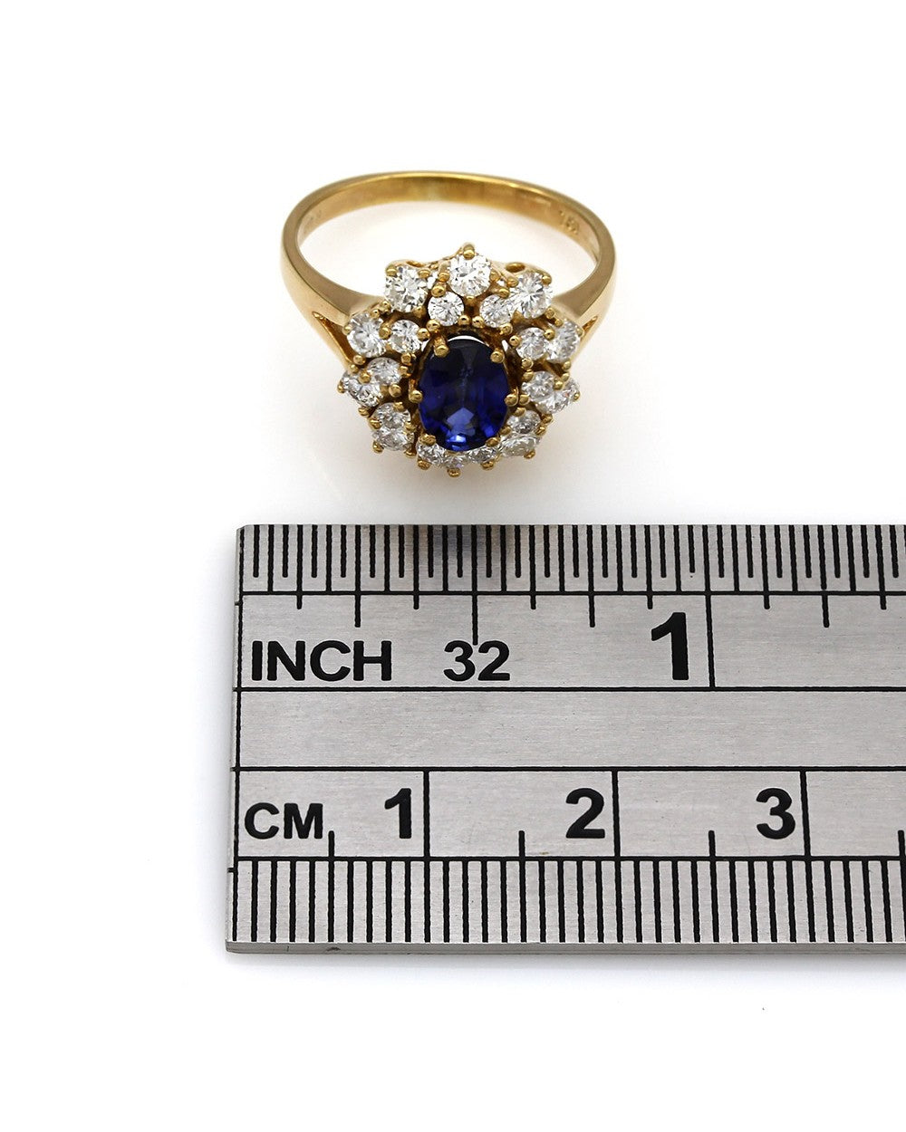 Sapphire and Diamond Double Halo Ring
