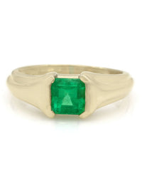 18KY Emerald Solitaire Ring