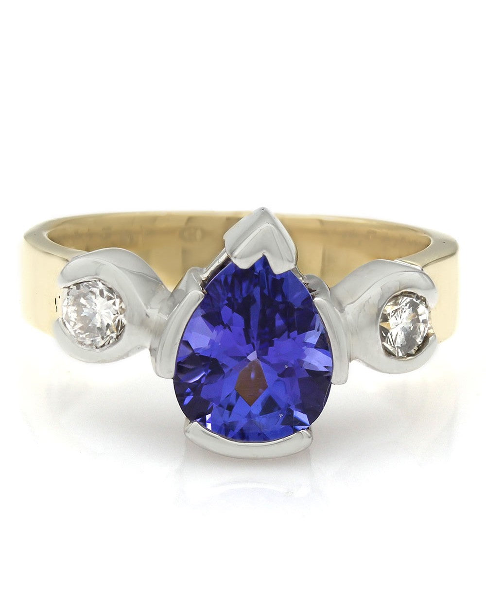 14K Pear Tanzanite and Diamond Ring