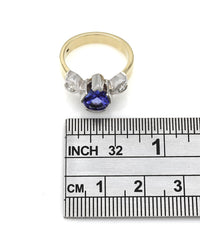 14K Pear Tanzanite and Diamond Ring