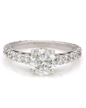 GIA Certified Round Brilliant Cut Diamond Solitaire Engagement Ring in 14KW