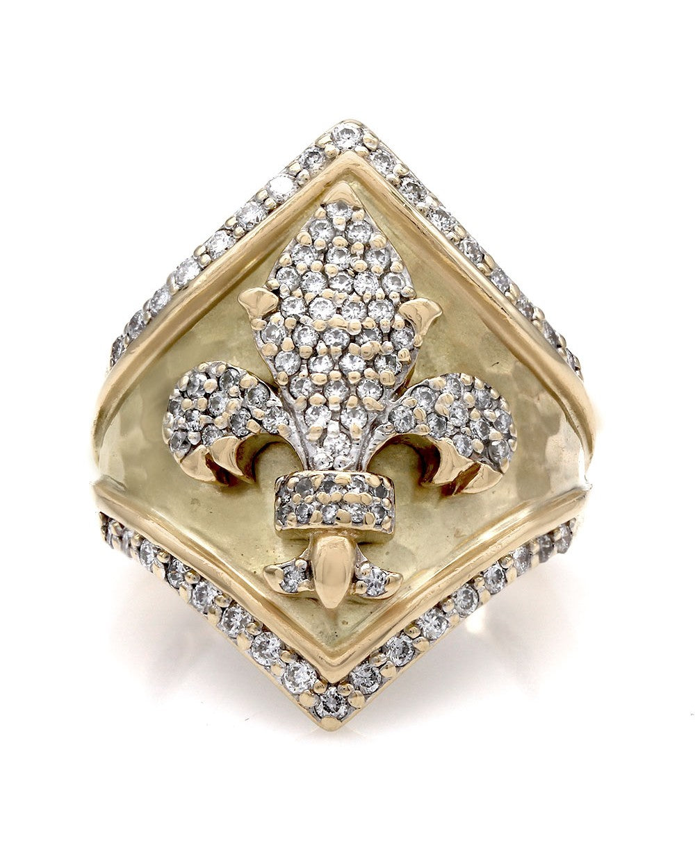 14KY Diamond Pave Fleur de Lis Ring